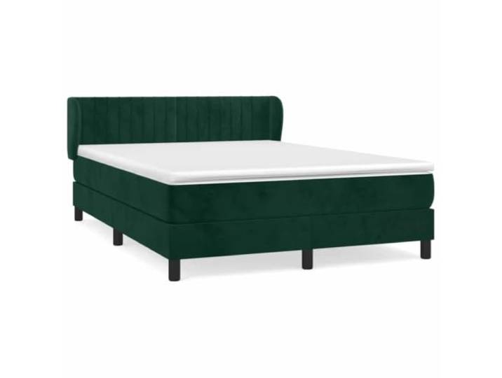 PUGYNBK Boxspringbett aus Samt, Dunkelgrün, 140 x 200 cm Verstellbares Kopfteil, Taschenfederkernmatratze, mittlere Festigkeit, Matratzenschoner