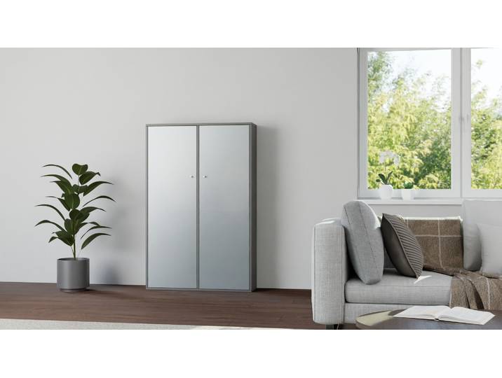 Klassische Vitrine nach Maß - Regal mit Glastüren Premium Dekore Basaltgrau