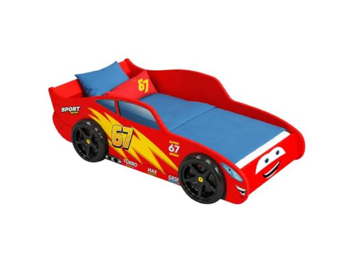 KOBI Auto-Bett 160x80, rot, mit 3D-Rädern und Cars-Matratze