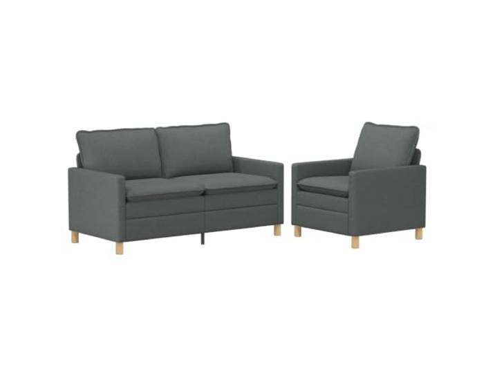 Coespram Sofagarnitur 2-teilig Dunkelgrau Stoff Polstersofa Set Moderne Couchgarnitur für Wohnzimmer und Büro mit stabilen Metallrahmen und weichen Kissen.