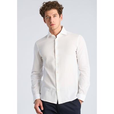 Businesshemd LINDBERGH "Business-Casual-Hemd (Langarm) Relaxed Fit", Herren, Gr. S, Normalgrößen, weiß, Obermaterial: 100% Baumwolle, Hemden