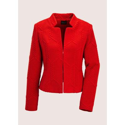 Jackenblazer MADELEINE "Kurzjacke Eleganter Jerseyblazer im Zopf-Design", Damen, Gr. 44, rot, Obermaterial: 70% Polyester PES. 28% Viskose CV. 2% Elasthan EL., Modern, Blazer, Markantes Zopf-Design