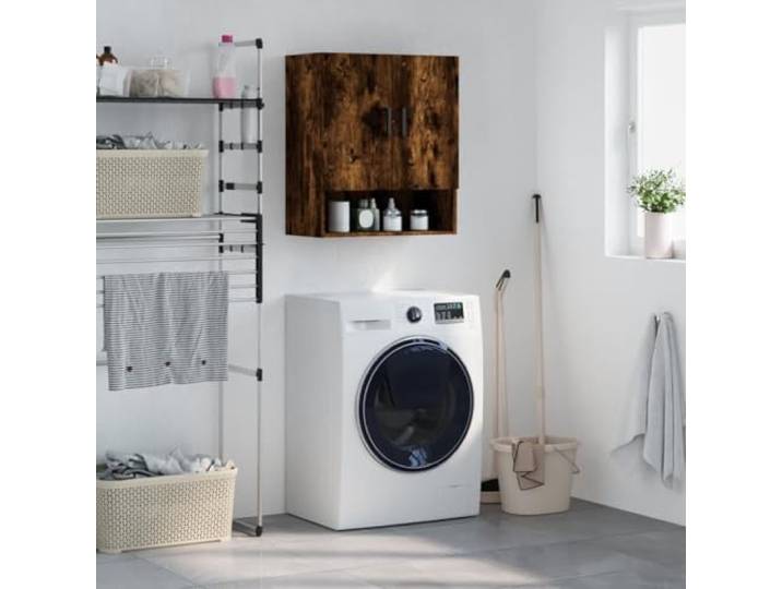 GPWERSDF Wandschrank Räuchereiche 60x31x70 cm Holzwerkstoff mit Wandmontage Glatte Oberfläche, feuchtigkeitsresistent, vielseitig nutzbar, platzsparend, Dekoablage