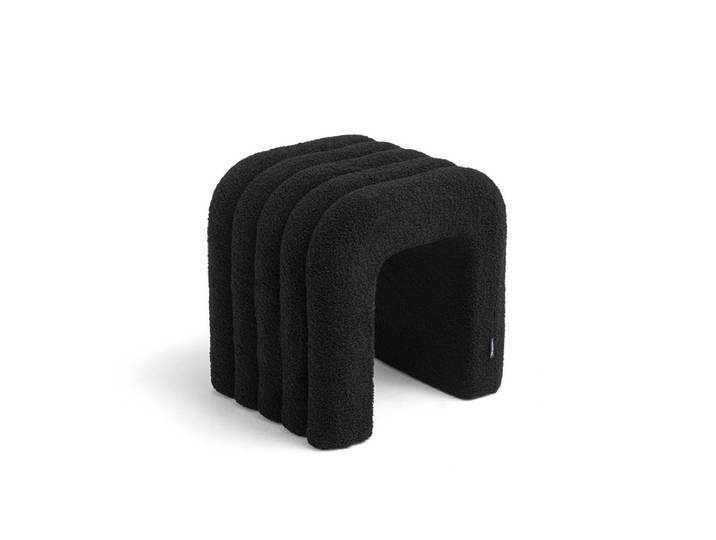 Drawer Tabouret rembourré en tissu bouclette- MUI Noir