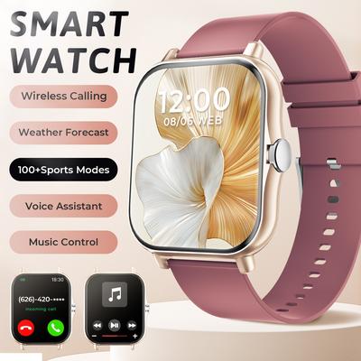 Inspire Daily Merch Waterproof Smartwatch BT Call HD Screen Sports Fashion Bracelet Health Sleep Monitoring For Kids Women Men silicone Wine Red
