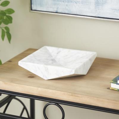 ARCILLA ELEMENTAL White Marble Square Geometric Living Room Decor Tray