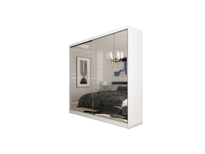 SCHWEBETÜRENSCHRANK FIORELLA 200/216/61 cm 2-türig mit Spiegel Weiß