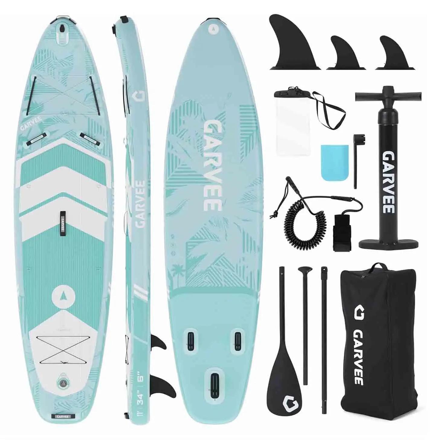 Aufblasbares SUP Board Set - Paddleboard - Komplett-Set - 335x86x15 cm - PVC - Paddel, Pumpe & Rucksack - Grün