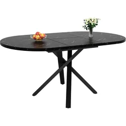 ESSTISCH ausziehbar 100–140 cm in Marmor-Optik & Schwarz