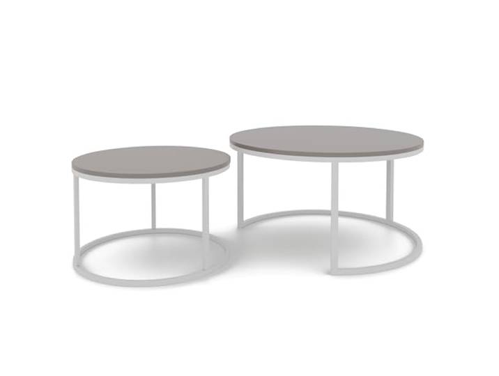 GREKPOL Couchtisch 2er Set - Runde Couchtische 48x70 + 42x50 cm - Rund Couchtisch Weiß mit Kaschmir - Coffee Table - Kafeetisch