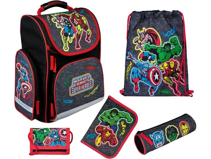 Schulranzen UNDERCOVER Clou , Kinder, Gr. B/H/T: 32cm x 40cm x 22cm, bunt (avengers), Polyester, Rucksäcke Schulranzen