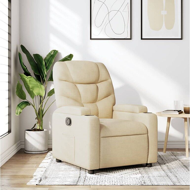 Clicnbuy Sillón reclinable de tela crema