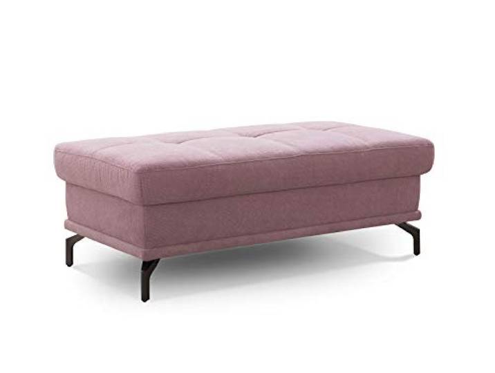Cavadore Sitzhocker Castiel / Moderner Polsterhocker mit Füßen in Satin-Optik / 138 x 48 x 71 / Webstoff, Flieder-Rosa