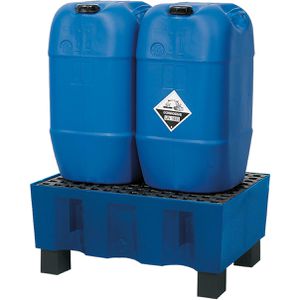 asecos Auffangwanne 18075, aus Polyethylen, 72,5 x 52,5cm, Polyethylen-Gitterrost, unterfahrbar, 60 Liter