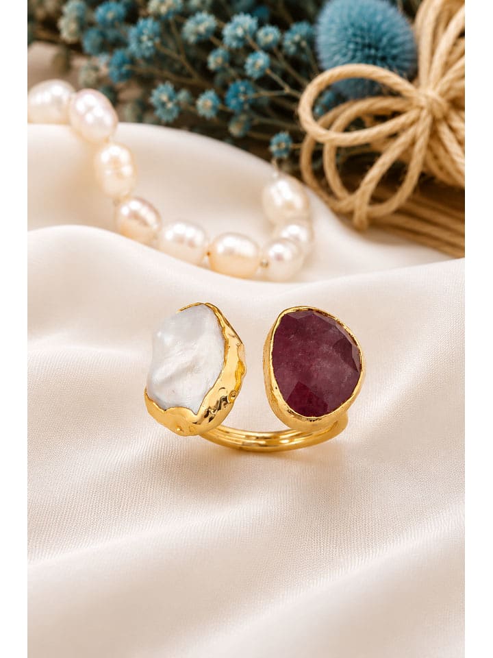 Pierres delicates Vergold. Ring mit Edelstein - onesize