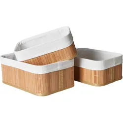 Korbset Bamboo in Beige, 3 Stück