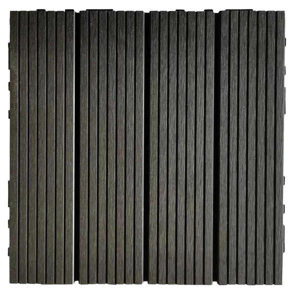 Prestige Home Terrassenfliese , Anthrazit , Holzwerkstoff , 30x30x2.4 cm , witterungsbeständig , Gartenzubehör, Terrassenfliesen