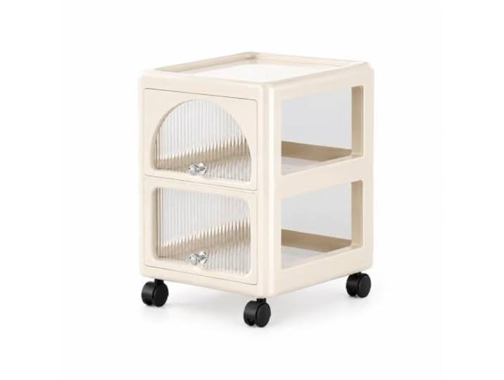 Mehrschichtiger Aufbewahrungsschrank aus Kunststoff mit Rollen Großer Organizer mit Schubladen for Nachttisch und Snacks(2 layers)