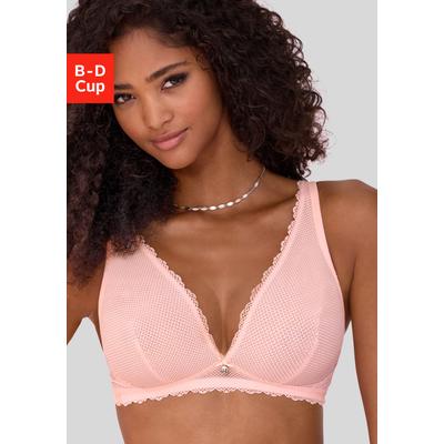 Bralette-BH VIVANCE "BH ohne Bügel, Spitzen-BH im High-Apex Design", Damen, Gr. 70, Cup C, rosa (rosé), Spitze, Obermaterial: 92% Polyamid, 8% Elasthan, BHs, als Dessous-Set kombinierbar, sexy Dessous, sexy Unterwäsche Damen