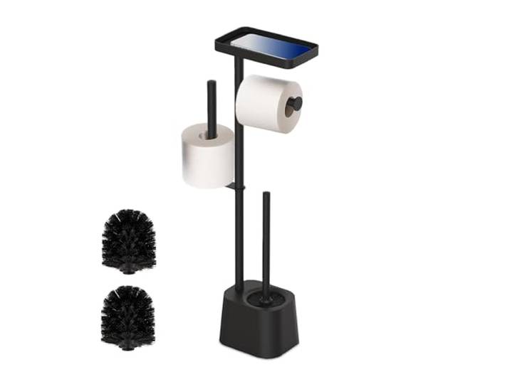 Relaxdays Serviteur WC\, décoratif et Pratique\, Non Fixe\, Brosse et Porte-Brosse\, HxLxP : 65\,5x29x11\,5 cm\, Noir