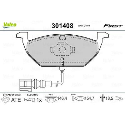 Valeo Bremsbelagsatz, Scheibenbremse [Hersteller-Nr. 301408] für Skoda, VW, Seat, Audi