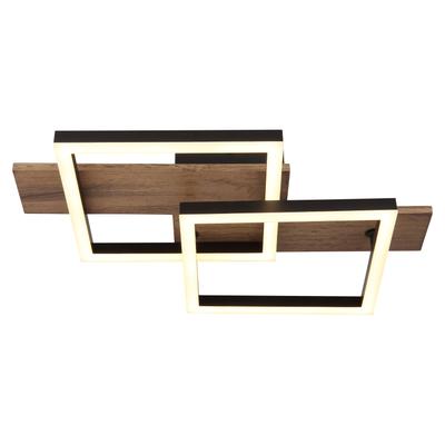 GLOBO LIGHTING LED Deckenleuchte "JEFFRY", schwarz, Leuchten, Deckenlampe/Metall schwarz/holzoptik/3000K/Schlafzimmer, LED Deckenleuchte