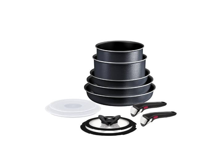 Topf-Set TEFAL Ingenio So'Light, Topf und Pfannenset abnehmbarer Griff, stapelbar , schwarz, Töpfe, Topf-Set, Light Tech Technology, platzsparend, induktionsgeeignet, L72393