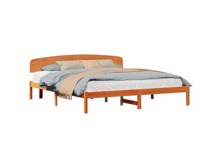 PUGYNBK Bettgestell mit Kopfteil, Kiefernholz, 180 x 200 cm Fester Lattenrost, minimalistischer Stil, einfache Montage, Pflege mit feuchtem Tuch