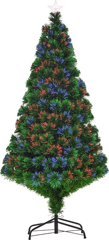 Fortuna Lai Kunstkerstboom met LED-verlichting en glasvezel, 150 cm, 180 takken, inclusief metalen voet