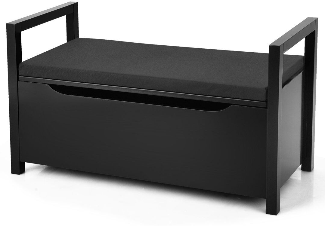 17 Stories Kiera-Clare Upholstered Bench with Shoe Storage Black 86cm W X 38cm D