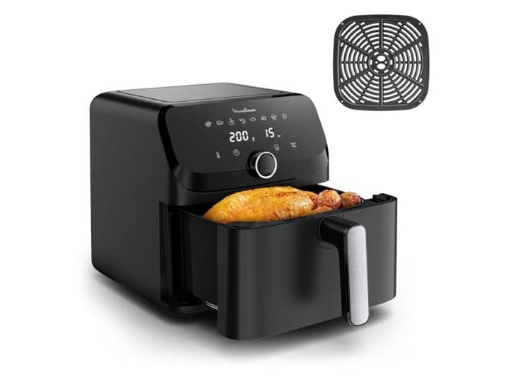 Moulinex Luftfritteuse, sehr großes Fassungsvermögen von 7,5 l, 8 voreingestellte Programme, kompaktes Format, Easy Fry Mega, EZ8558F0, Schwarz