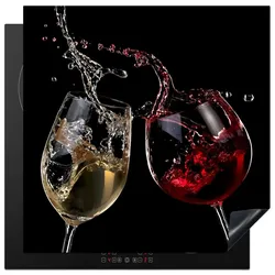 HERDABDECKPLATTE Rotwein - Weißwein - Glas - Schwarz Induktionsmatte 78x78 cm
