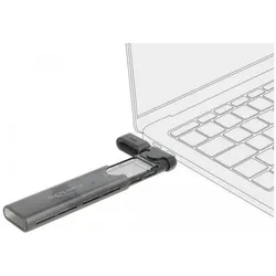 Delock Externes Gehäuse USB-C, NVME&SATA M.2, bootfähig, 10Gbps (M.2), Festplattengehäuse, Grau