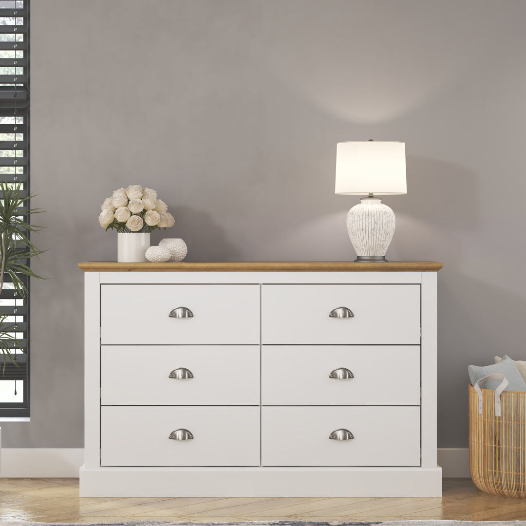 Sufy 6 Drawer Chest White 76.4cm H X 119cm W X 35.3cm D