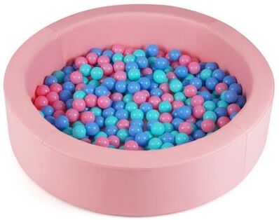 Costway 42.5 Inch Round Foam Ball Pits with 25D Sponge Filling and Washable PU Cover for Toddlers-Pink