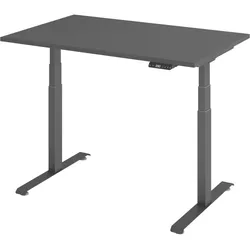 bümö höhenverstellbarer Schreibtisch 120 x 80 cm in graphit, Gestell: graphit - Stehschreibtisch mit 3-fach Speicher elektrisch höhenverstellbar,