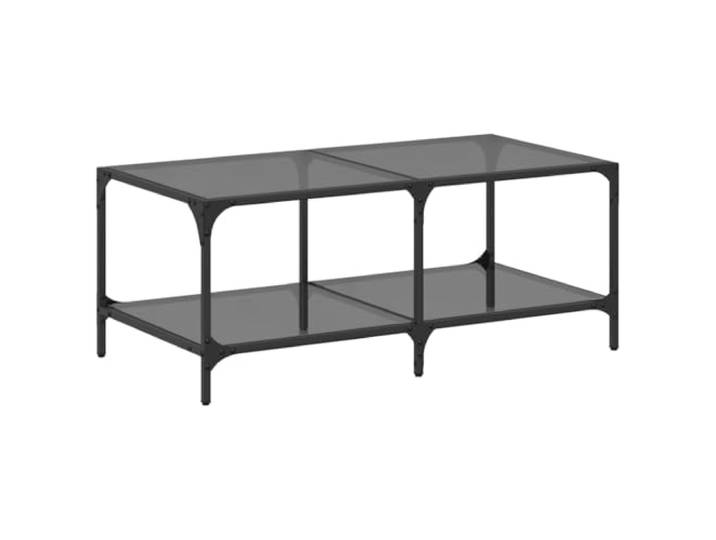 LASWWQMRF Couchtisch mit Glasplatte Schwarz 98,5x50x40 cm Sofatisch Moderner Wohnzimmertisch mit transparenter Glasoberfläche, stabilem Edelstahlgestell und pflegeleichter Holzwerkstoff-Basis.