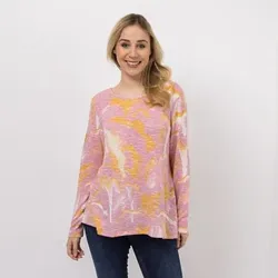 KIM & CO. Shirt, Langarm Leichtstrick-Optik Rundhalsausschnitt figurumspielend