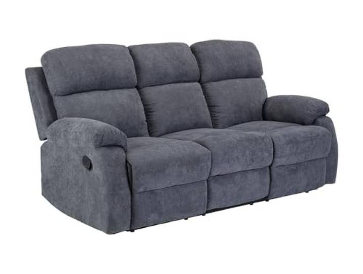 Vente-unique - Relaxsofa 3 Personen Tolzano - Stoff Anthrazitgrau Robustes Metallgestell Manueller Entspannungsmechanismus Relaxfunktion