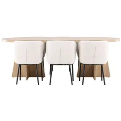 Ebuy24 Bootcut Essgruppe Tisch 115x230cm und 6 Boucle Stühle natur.