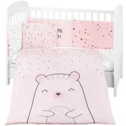 Kikkaboo Kinderbettwäsche Bär 6tlg. Decke 135 x 95 Kissen 45 x 35 Laken 140 x 70 rosa