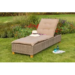 Sonnenliege Toskana Holz/ Kunstestoff/Textil mit Auflage