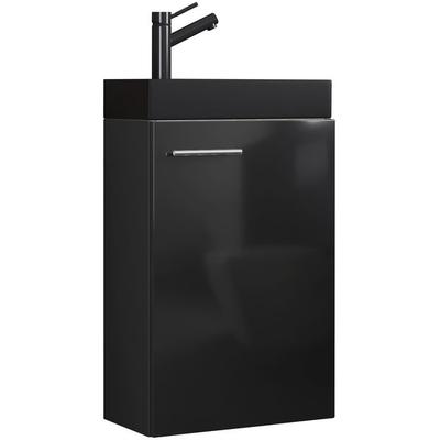 2-tlg Waschtisch Slito Toilette schmal Schwarz