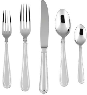 Fortessa Caviar 18/10 Stainless Steel, 5 Piece Flatware Set (Service for 1), Silver - 5 Piece Set
