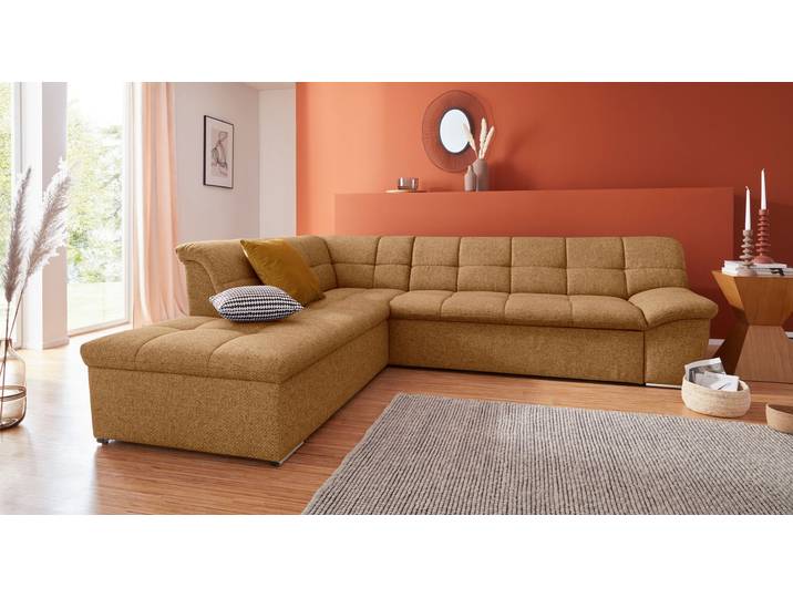 Ecksofa, Gold, 271x232 cm, Struktur, L-Form, Modern, Domo-Collection
