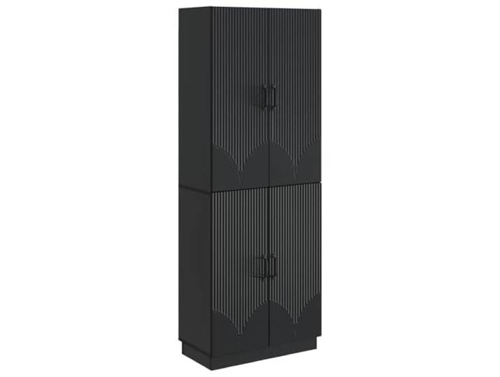 PUGYNBK Schrank-Set, 2 Stück, Schwarz, technisches Holz Vielseitige Aufbewahrung, modulares Design, einfache Reinigung, ideal für drinnen und draußen