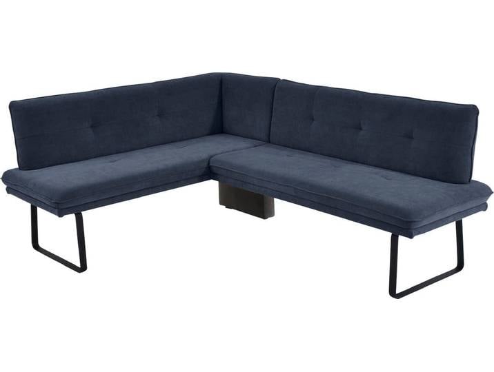 Eckbank, Blau, 157x207 cm, Flachgewebe Aquaclean, Steppung, Komfort, K+W-Polstermöbel