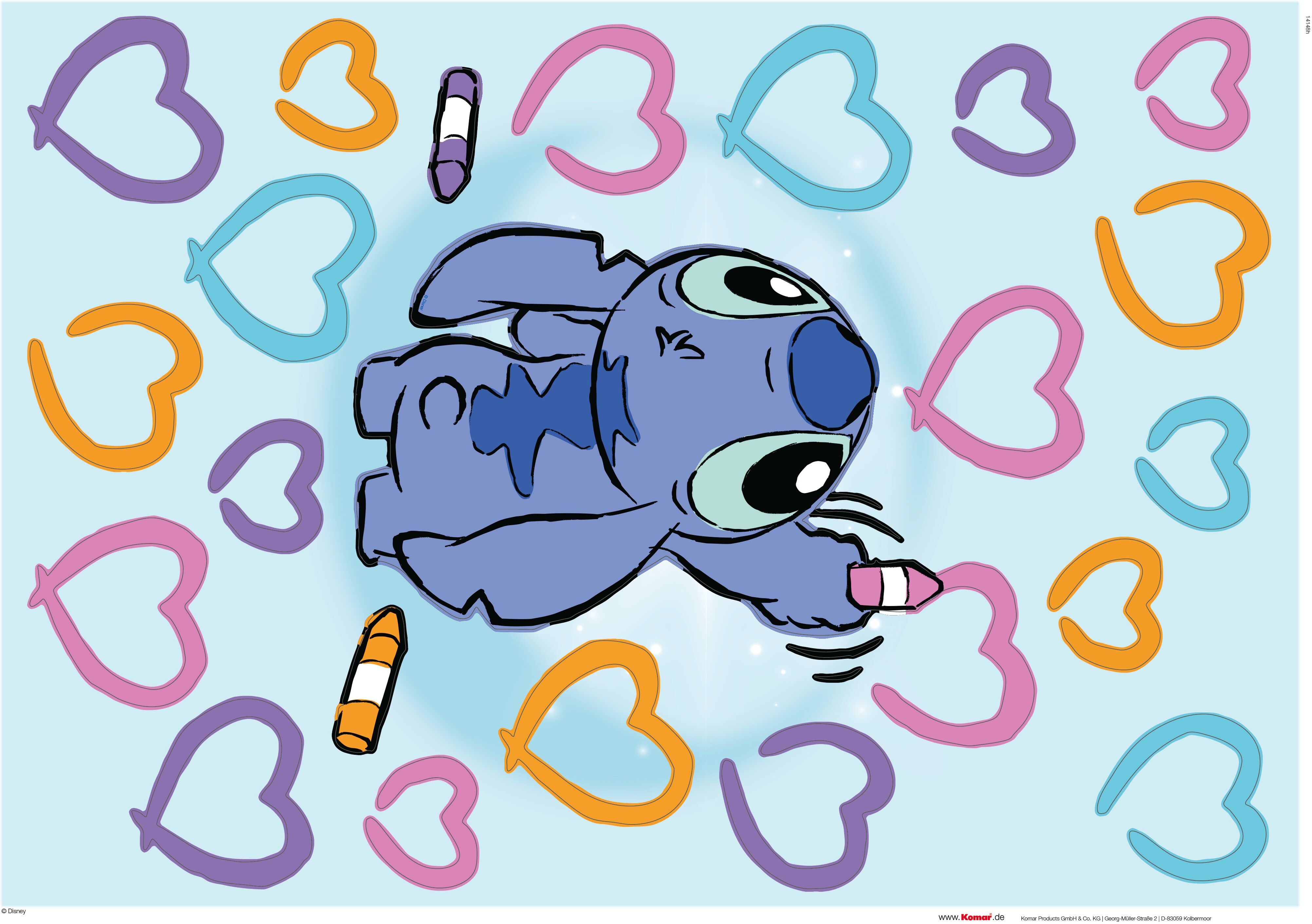 Wandtattoo KOMAR "Stitch Artist - Größe 50 x 70 cm", bunt, Disney, Folie, Wandtattoos, Wandtattoo, selbstklebend, Wandsticker, Kinderzimmer