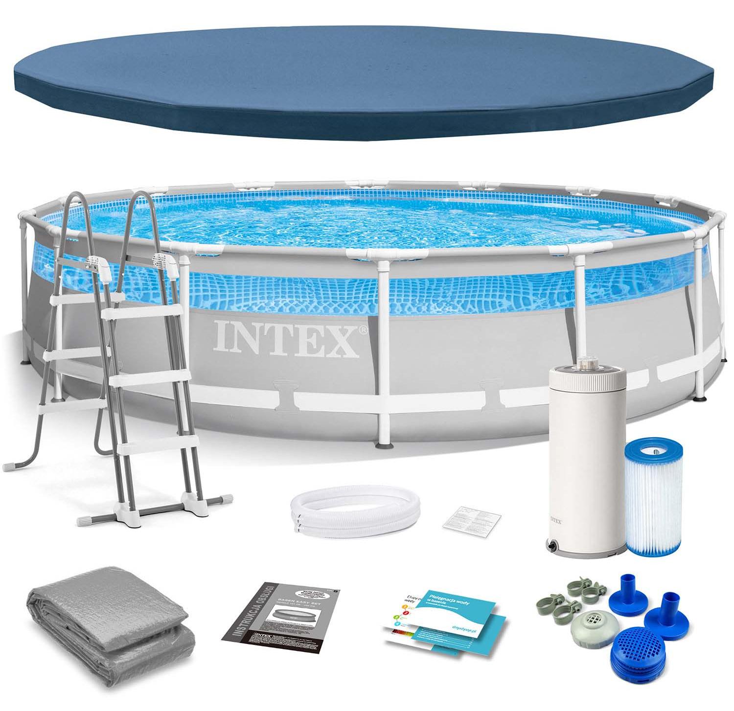 Intex 26722NP, 12706 l, Gerahmter Pool, Kind & Erwachsener, Leiter, Blau, Grau
