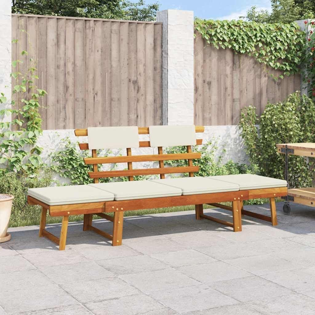 Massive Holzbank und Liege 2-in-1 für den Außenbereich